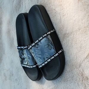 PINK Black Size S Slide on Sandals.
